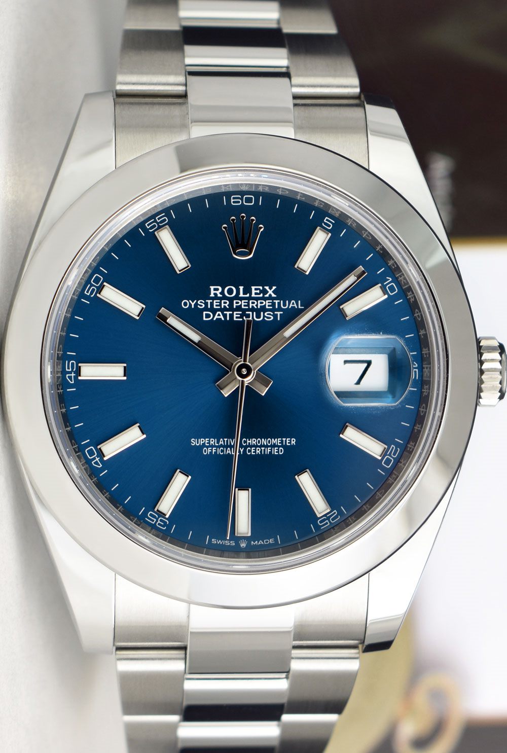 ROLEX 41mm Stainless Steel DateJust 41 Blue Index Dial Model 126300