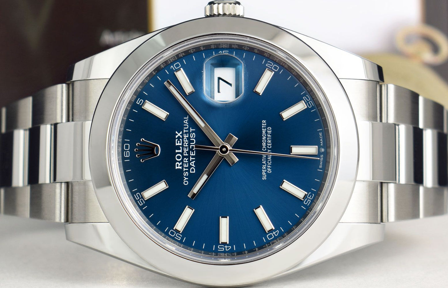 ROLEX 41mm Stainless Steel DateJust 41 Blue Index Dial Model 126300